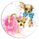 Bridge And Groom Dog Illustration, Animal Round Wall Art, 11"