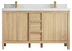 Elizabeth Oak 60" Double Sink Vanity, White 2" Calacatta Laza