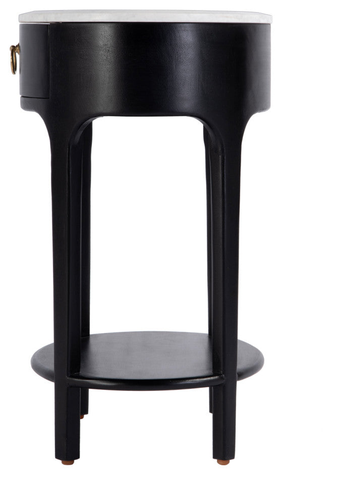 Ellen 18.25" W Oval Marble, Wood 1 Drawer Nightstand