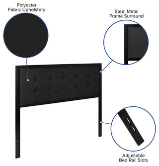 Bristol Metal Tufted Upholstered Headboard - Modern Headboard, Black, Queen