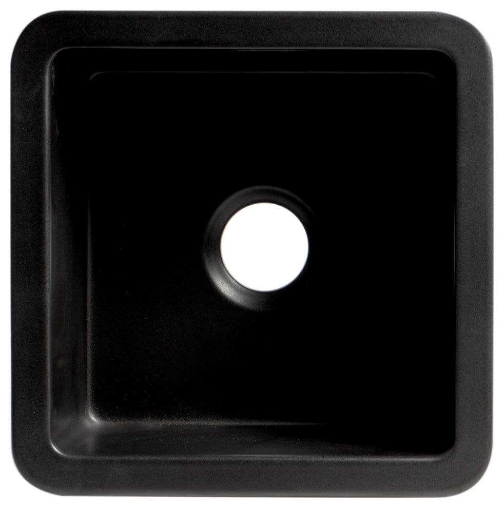 ALFI brand ABF1818S-BM Black Matte Undermount / Drop In Fireclay Prep Sink