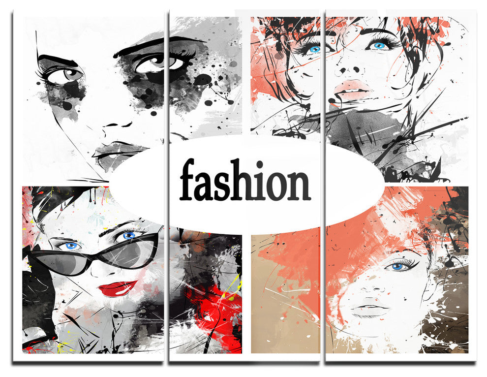 "Collage of Girls" Digital Metal Wall Art, 3 Panels, 36"x28"