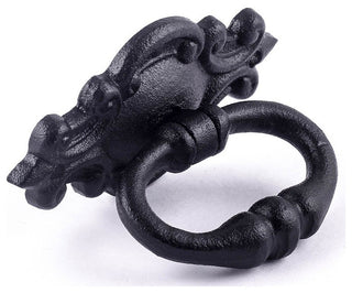 Black Cast Iron Cabinet Drawer Ring Pull Handle 3 1/8" Small Pull with Hardware