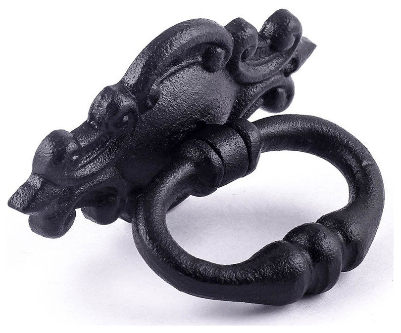 Black Cast Iron Cabinet Drawer Ring Pull Handle 3 1/8" Small Pull with Hardware