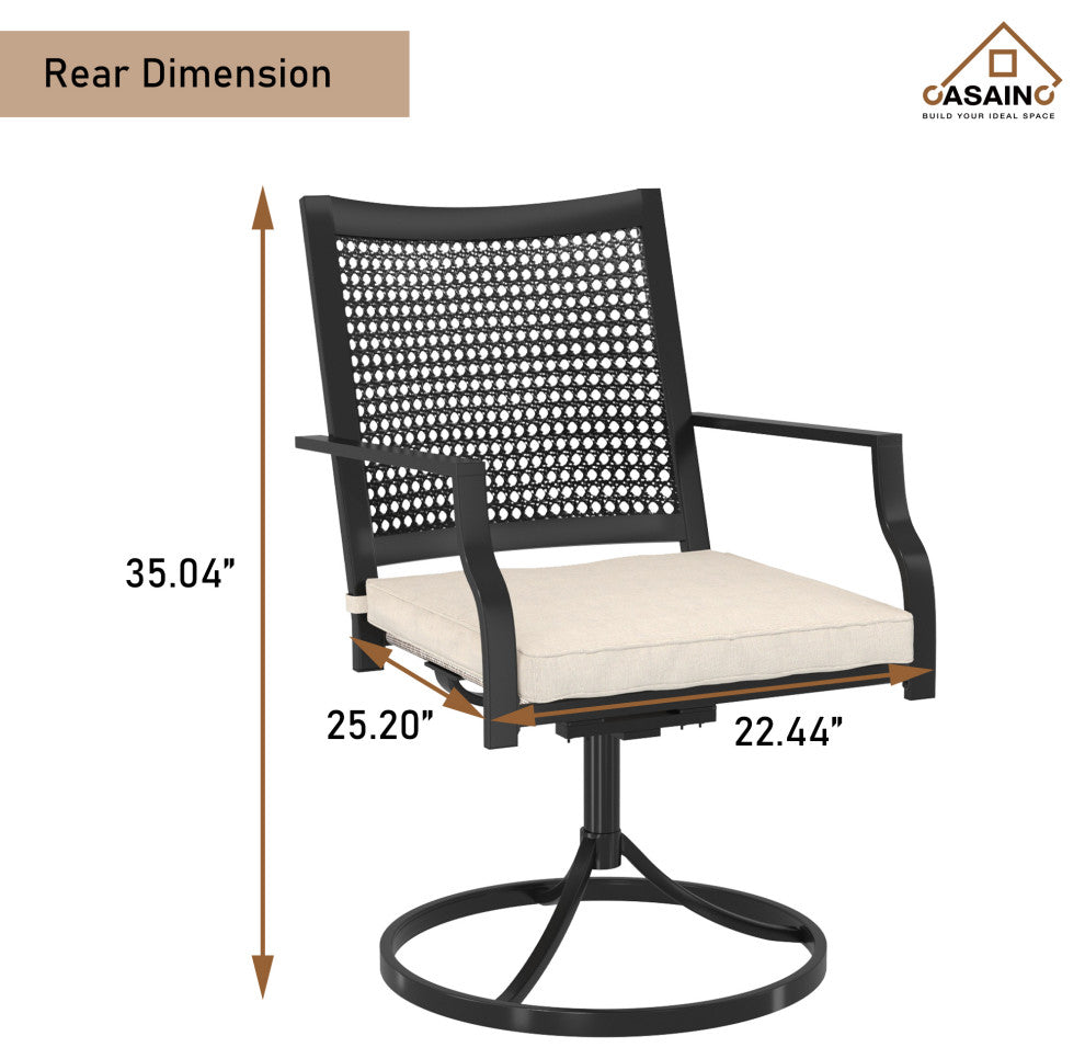 CASAINC 2 Textilene Fabric Iron Frame Swivel Dining Chairs