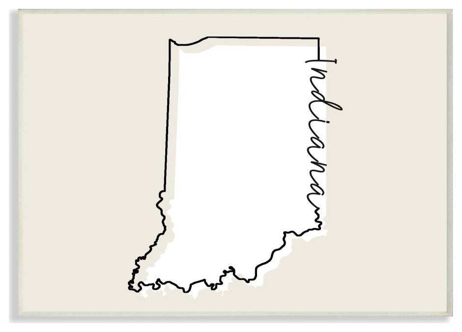 Indiana Home State Map Neutral Print Design, 12"x18"