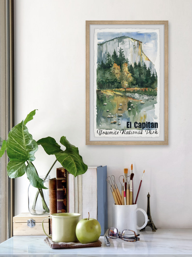 "Mirror Lake and Half Dome" Framed Painting Print, 24x36