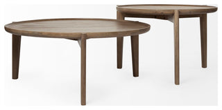 Cleaver Set of 2 39.5" & 31.25" Round Brown Solid Wood Nesting Coffee Tables