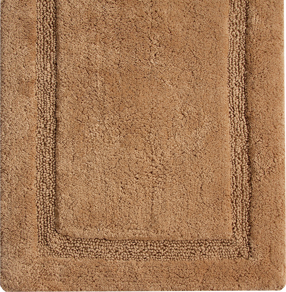 Bath Rug Cotton Solid Color Regency Pattern, Beige, 34"x21"
