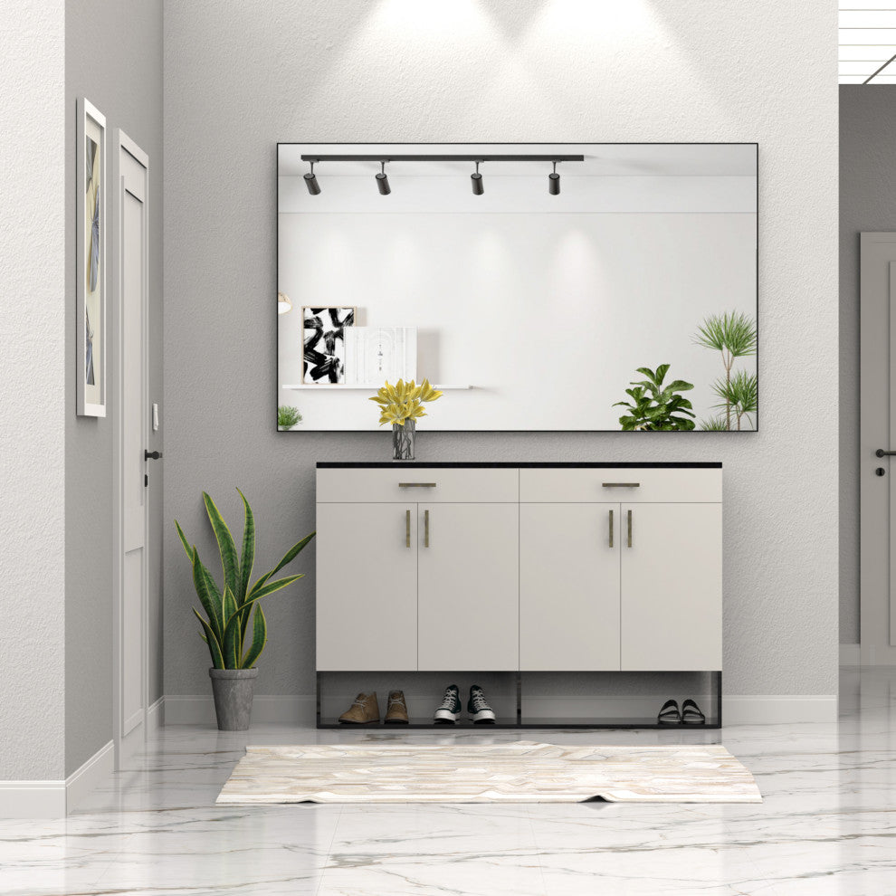 60" x 36" Rectangular Framed Wall Mount Bathroom Vanity Mirror