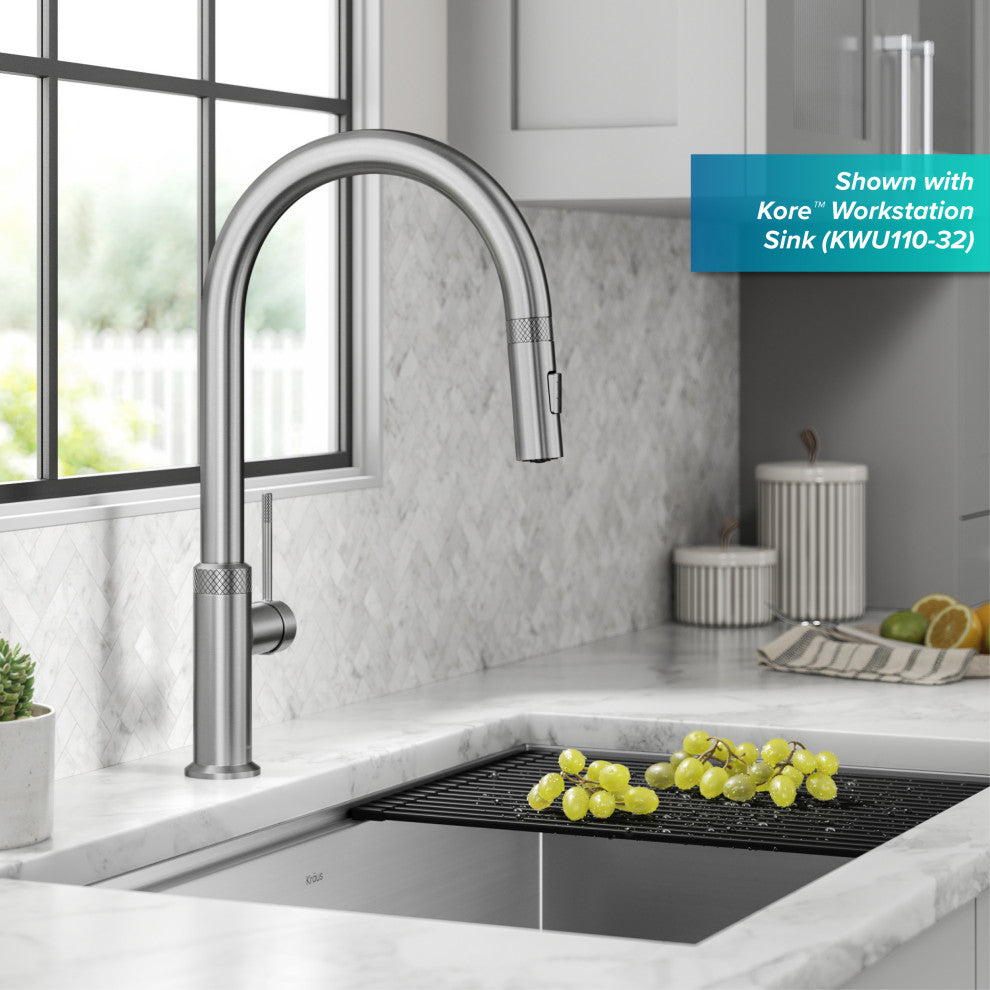 Oletto Pull-Down 1-Hole Kitchen Faucet, Spot Free Stainless Steel