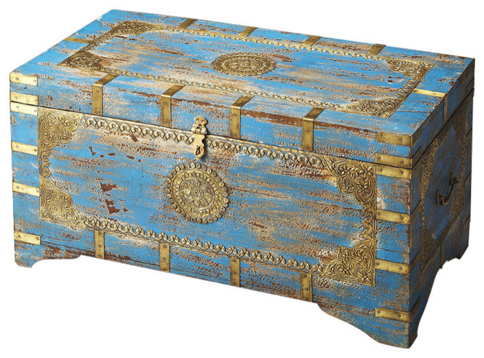 Butler Neela Painted Brass Inlay Storage Trunk
