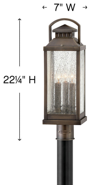 Hinkley Revere Large Post Top Or Pier Mount Lantern, Blackened Brass