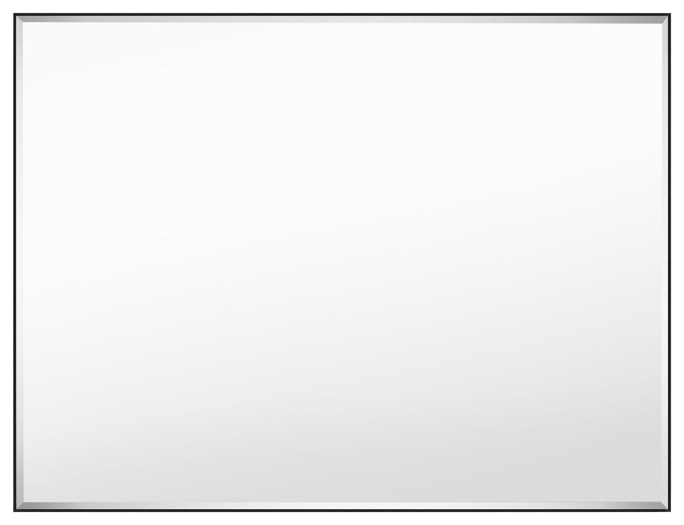 Rectangle Aluminum Framed Wall Mounted Mirror With Beveled Edge, Black, 30"x40"