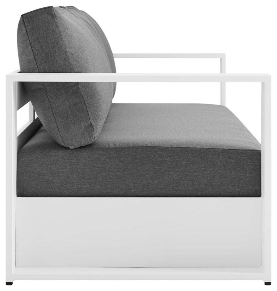 Tahoe Outdoor Patio Powder-Coated Aluminum 4-Piece Set, White Charcoal