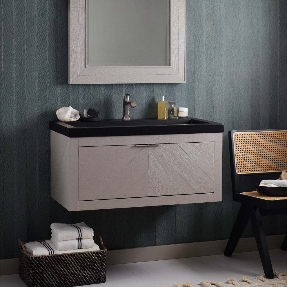 Vintner's Floating Bathroom Vanity with Drawer, Grigio