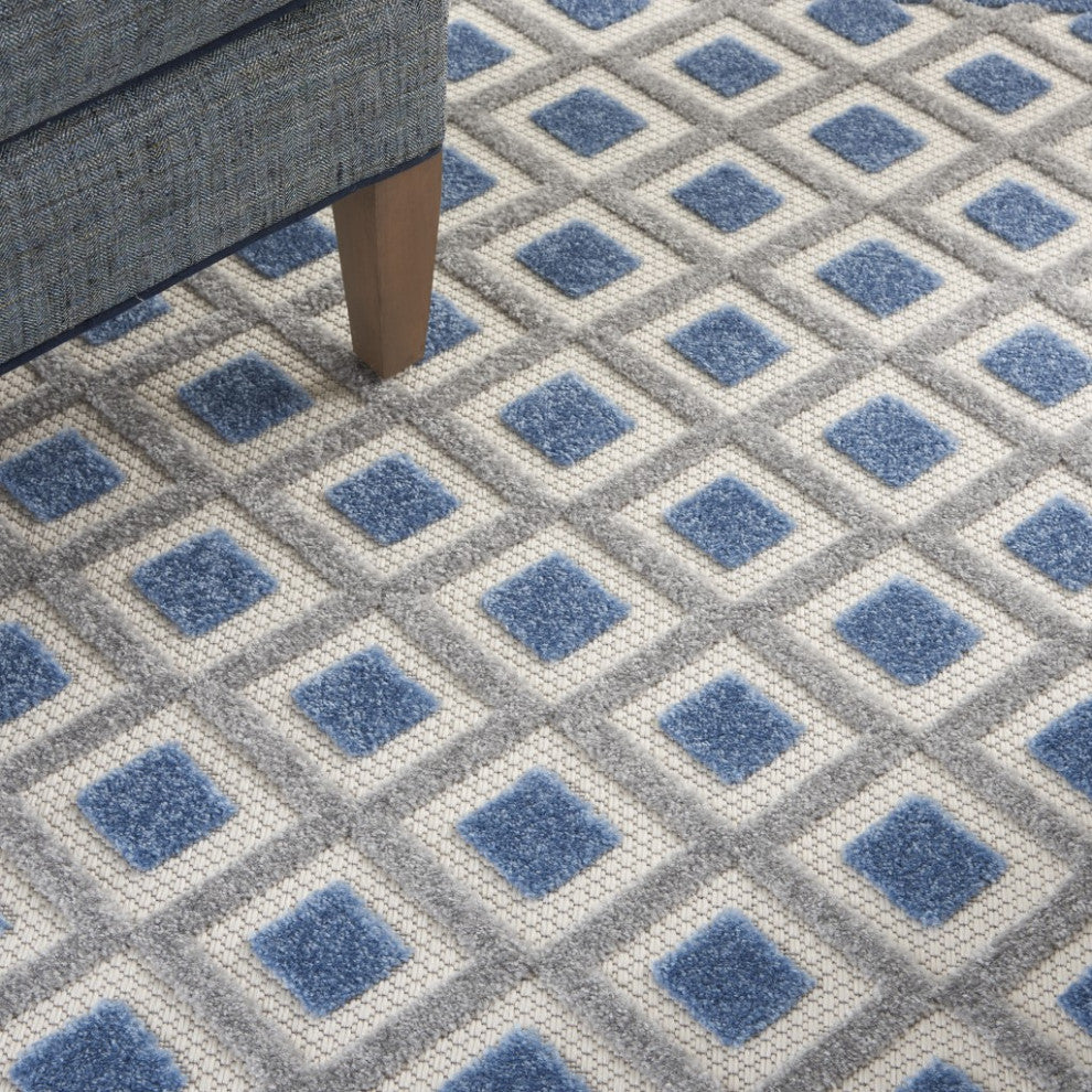 6 x 9 Blue and Gray Indoor Outdoor Area Rug