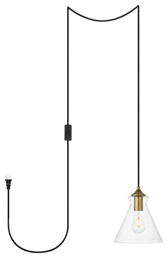Living District Destry 1-Light Plug-In Pendant Brass