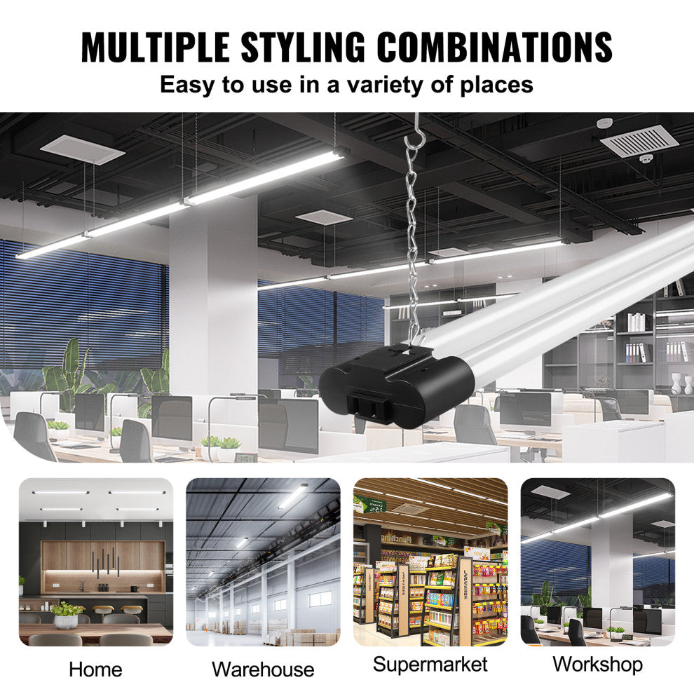 VEVOR 4 Pack 4 FT LED Shop Light 40W Linkable Ceiling Shop Light Fixture 4500 LM