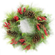 24" Faux Red Berries and Natural Pine Cones Christmas Wreath