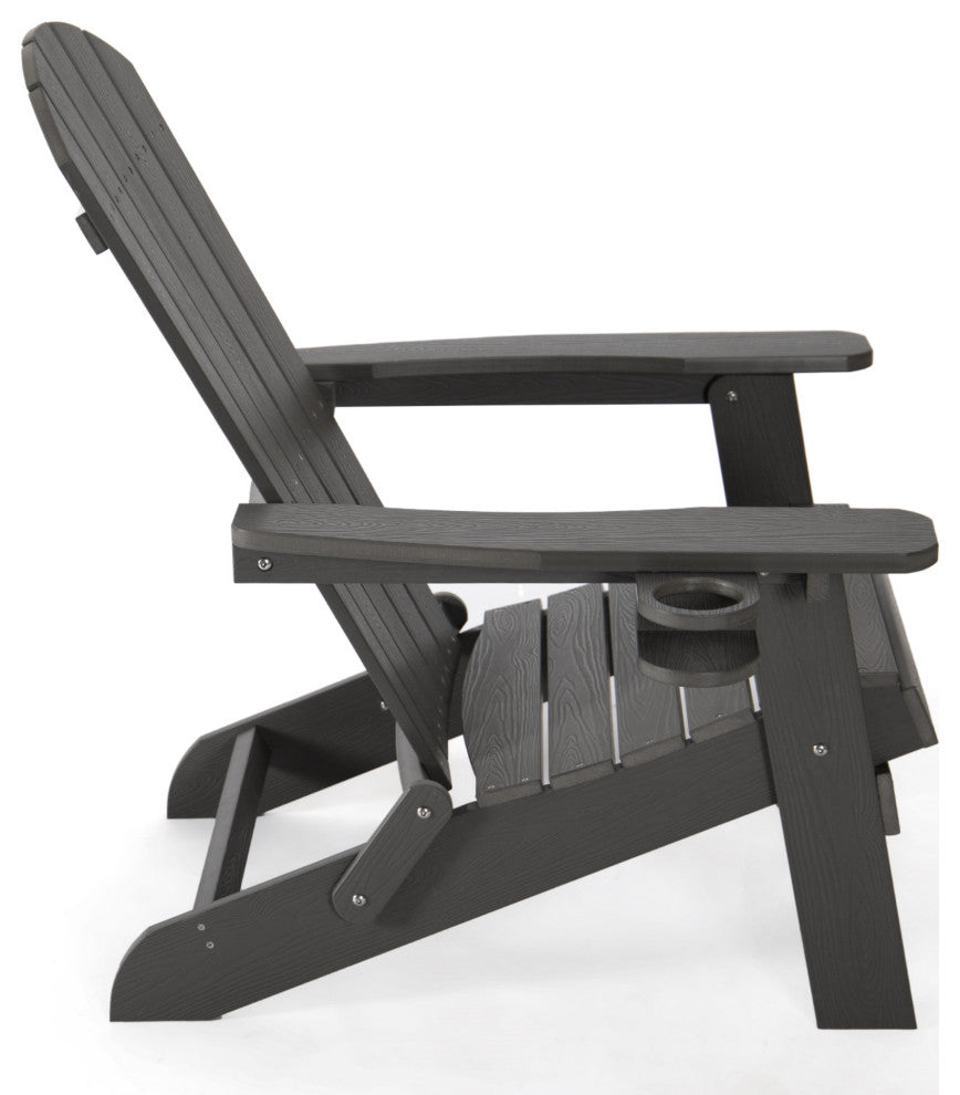 Inspired Home Colston Outdoor Chair, Weather Resistant, Charcoal Gray