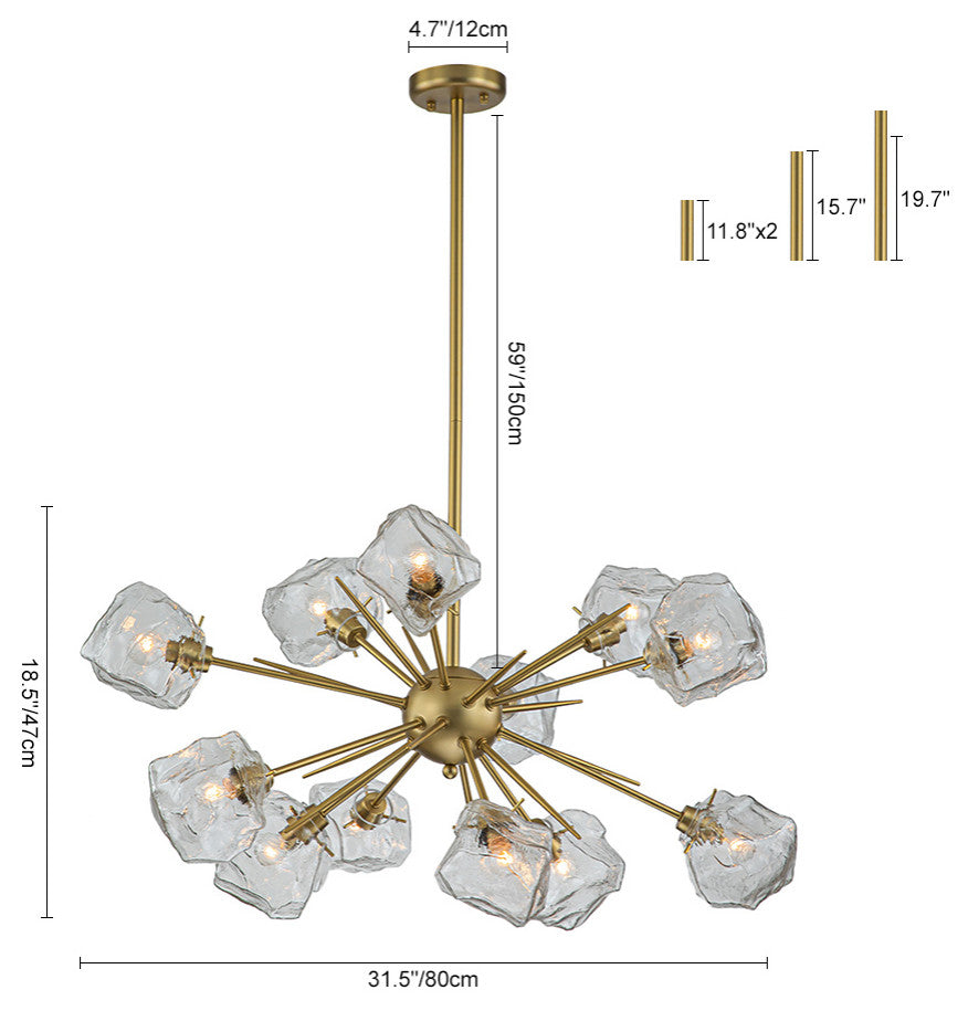 Modern 12 - Light Ice Shaded Sputnik Chandelier
