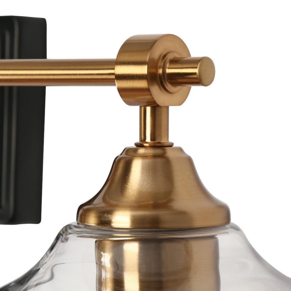 LNC 24.4" 3-Light Matte Black and Polished Gold Modern Bathroom Vanity Light