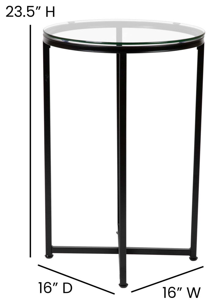 Coffee and End Table Set 3 Piece Occasional Table Set, Clear and Matte Black