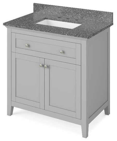 Chatham Traditional 36" Grey Single Sink Vanity, Boulder Cultured Marble Vanity