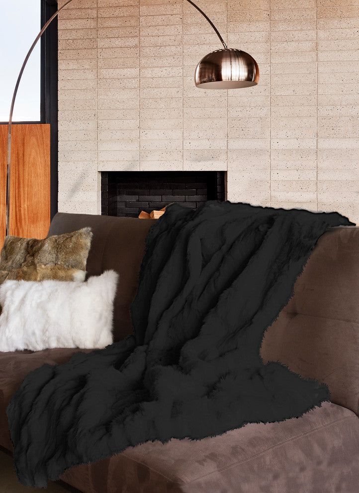 Faux Fur Throw 50"x60", Black