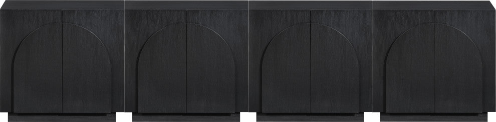 Navona Oak Veneer Sideboards / Buffet, Black, 4pc