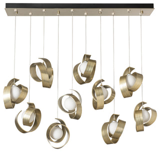 Riza 10-Light Pendant Modern Brass Opal Glass Standard