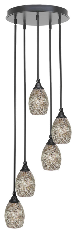 Empire 5-Light Cluster Pendalier, Matte Black/Natural Fusion