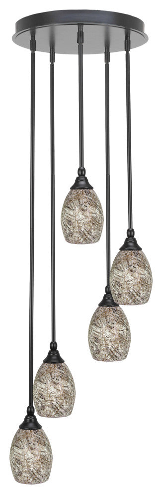 Empire 5-Light Cluster Pendalier, Matte Black/Natural Fusion