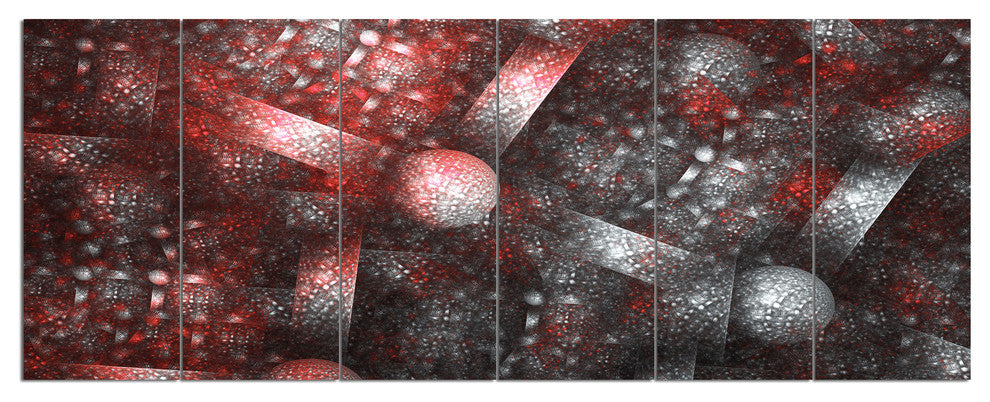 Crystal Cell Red Steel Texture, Abstract Canvas Art Print, 70"x28", 6 Panels