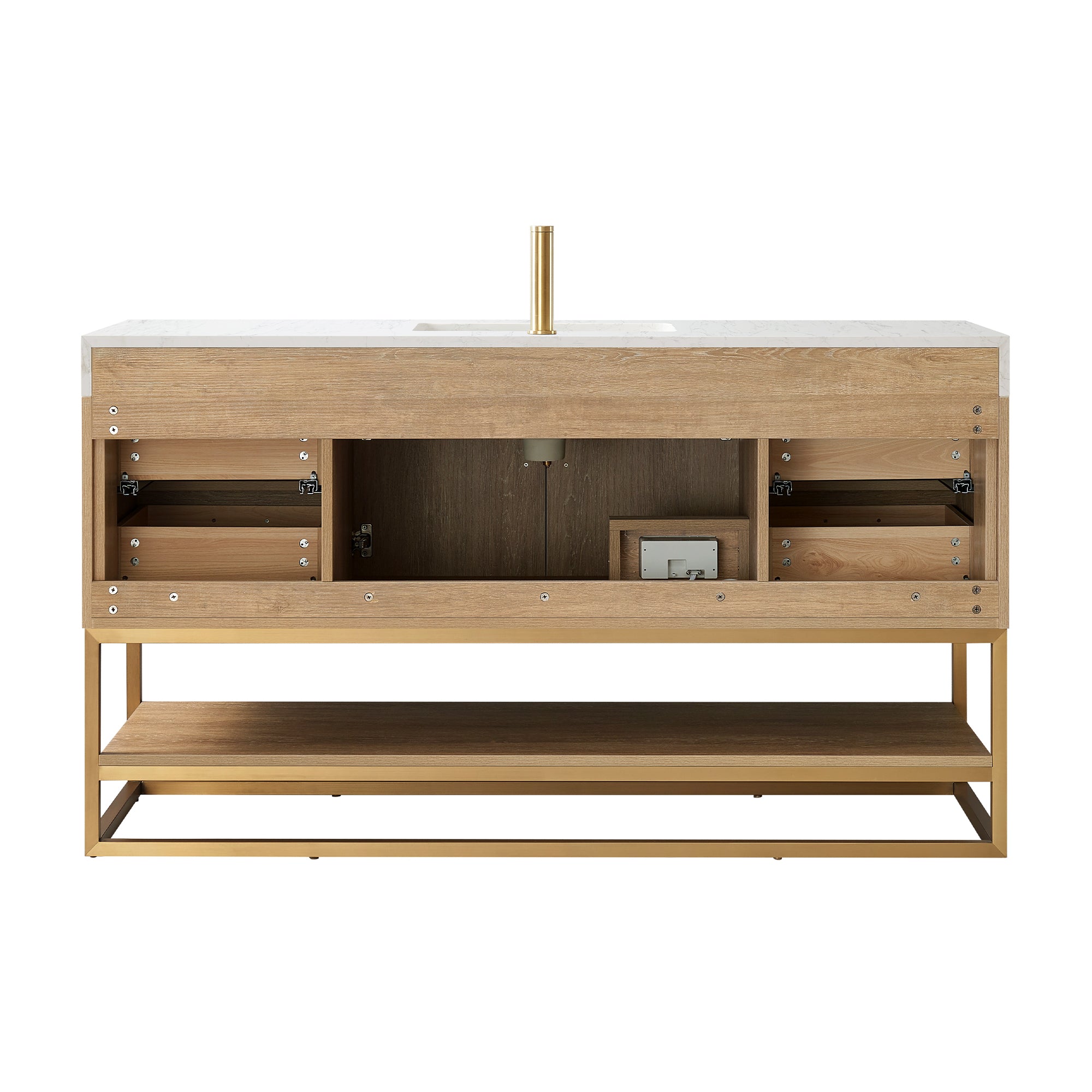 Alistair Vanity, North American Oak With Countertop, 60", With Mirror