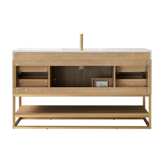 Alistair Vanity, North American Oak With Countertop, 60", With Mirror