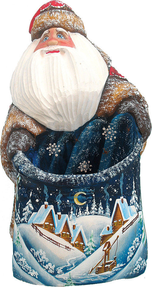 Starlight Yuletide Santa, Woodcarved Figurine