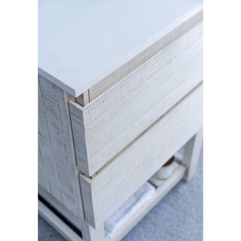Formosa 72" Rustic White Double Sink Vanity, Open Bottom Shelf, Faucet Fft3111bn