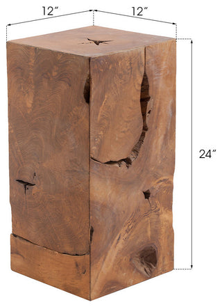 Teak Slice Pedestal, Square, Small