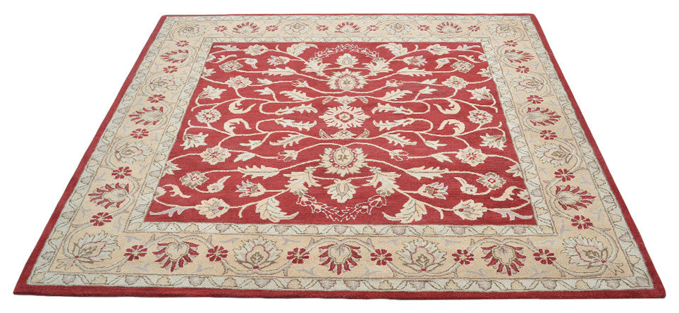 HAND TUFTED WOOL ECO-FRIENDLY AREA RUGS - Square,Red Gold,Oriental