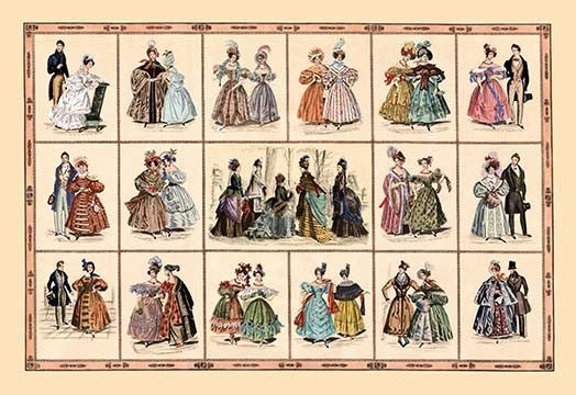 Italian Fashion of 1833 - Composite- Gallery Wrapped Canvas Art 28" x 42"