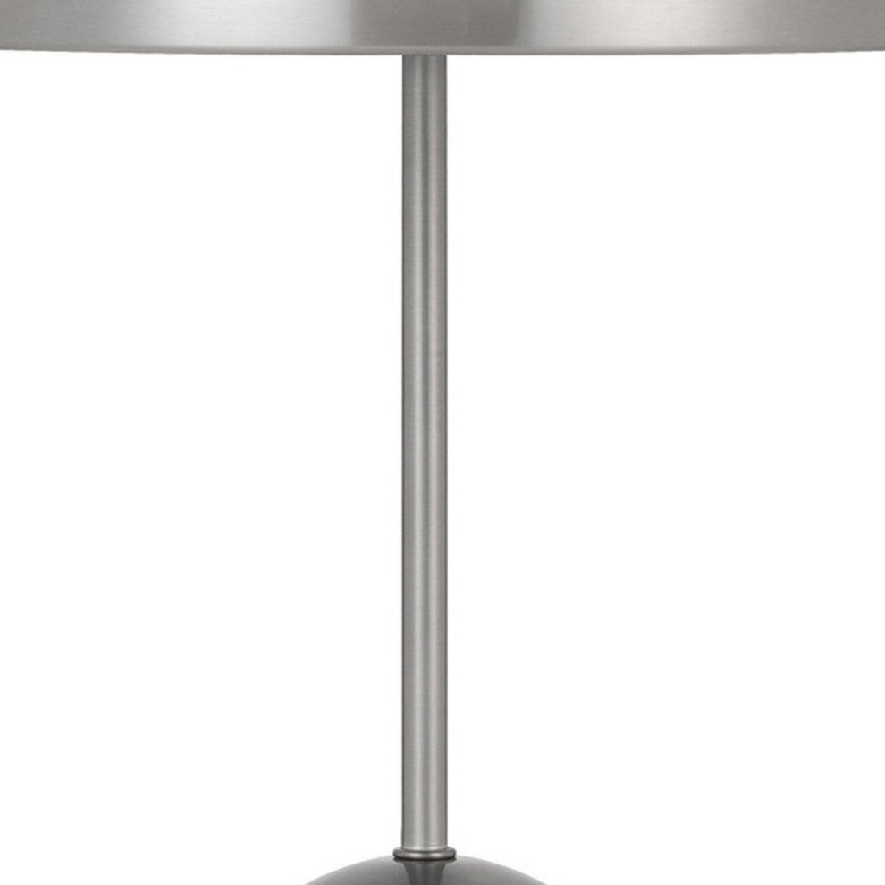 20 Inch Metal Accent Table Lamp with Dome Shade, Silver