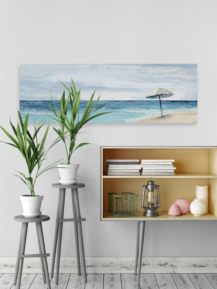 "Umbrella, a Sandbar" Painting Print on Wrapped Canvas