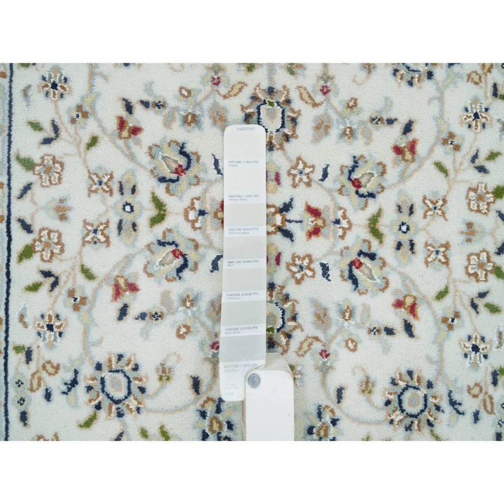 White, Hand Knotted, Nain Design, 250 KPSI 100% Wool XL Runner Rug, 2'6"x22'9"