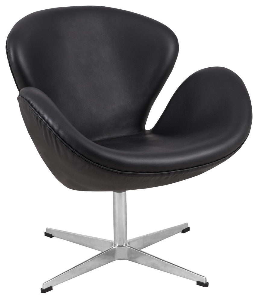 Bow Lounge Chair, Black Leather