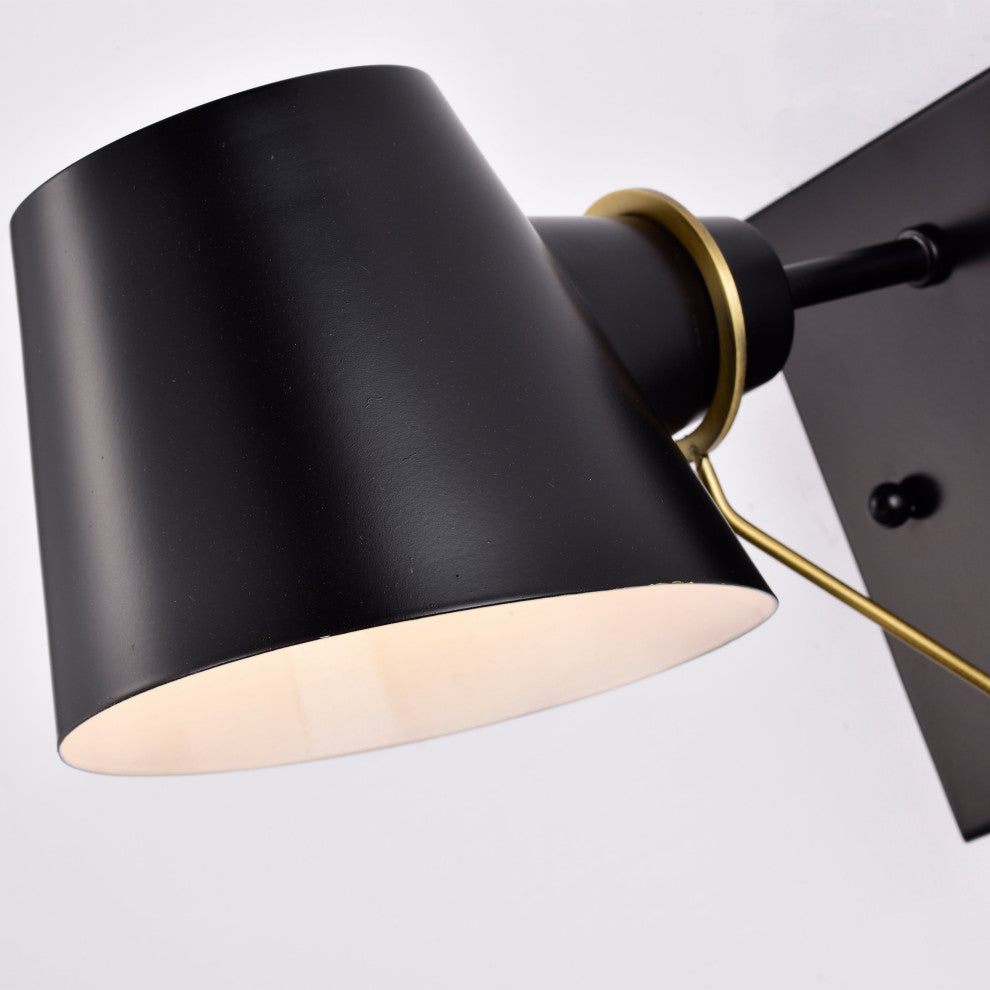 Baxter 1-Light Vanity, Black With Burnished Brass