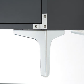 Monica Modern Lacquer Finish Chrome Metal Leg Side Table, Dark Grey