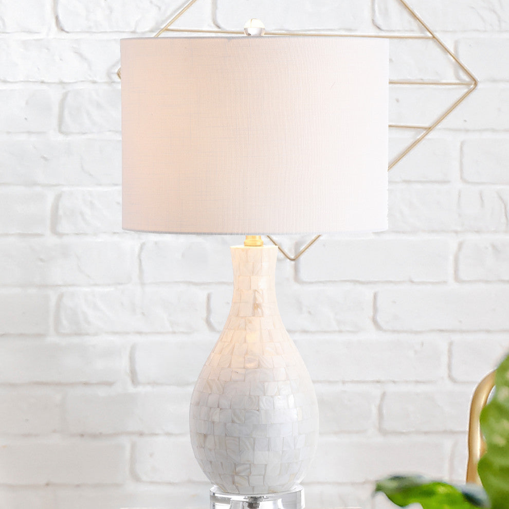 Josephine 26.5" Seashell LED Table Lamp, White