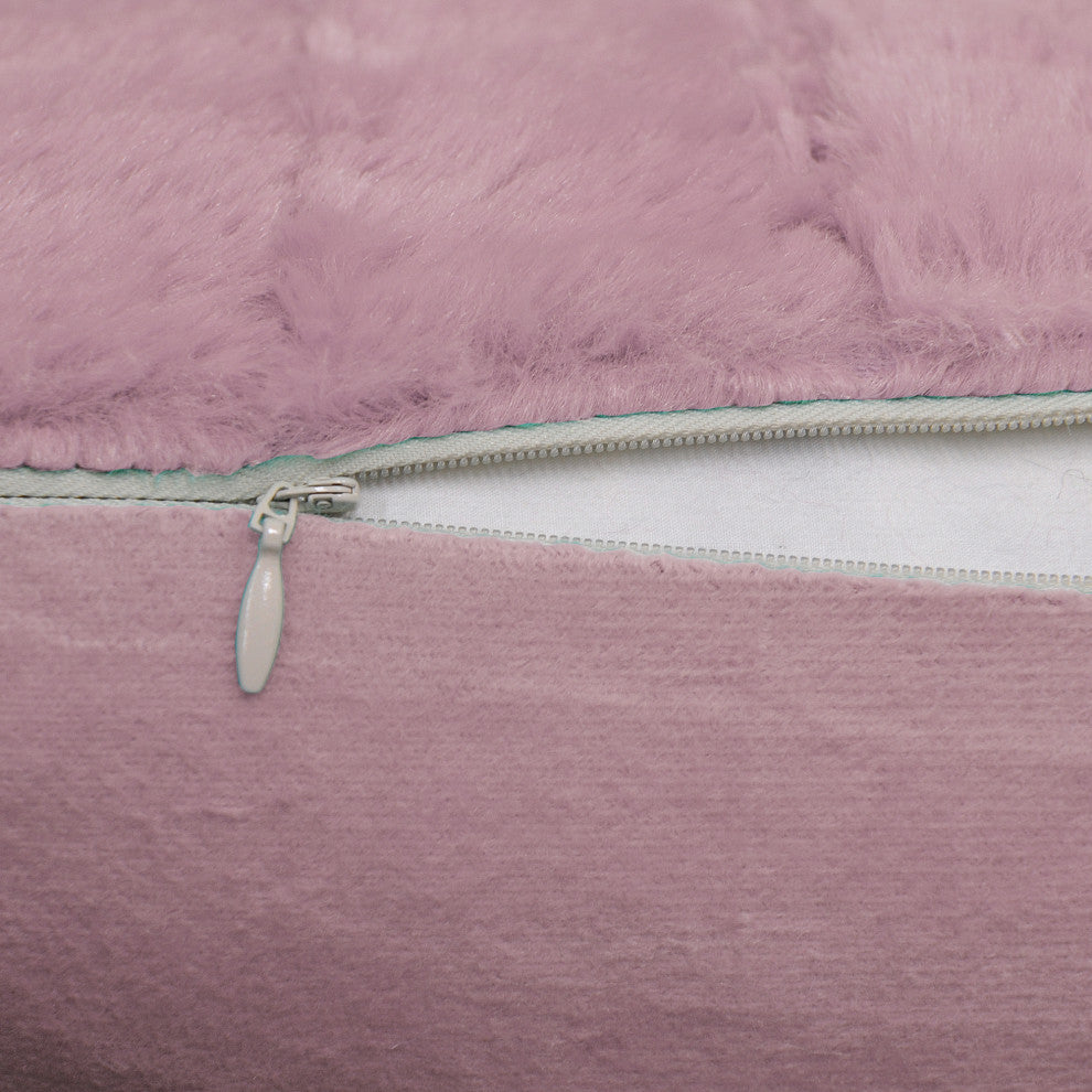 Rabbit Faux Fur Throw Blanket With 2 Pillows, Ash Rose